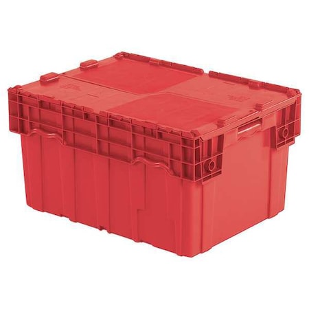 Attached Lid Container, 29.92 gal Volume Cap., 23 7/8 in L, 19 5/8 in W, 15 1/4 in H, Plastic, Red