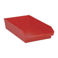 Shelf Storage Bin, Polypropylene, Red, 4 in H, 11 1/8 in W, 17 7/8 in L