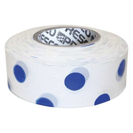 Flagging Tape, No Legend, Blue/White, 1 3/16 in Wide x 300 ft Length, Vinyl, 2 mil