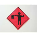 Flagger Ahead Traffic Sign, 48 in H, 48 in W, Vinyl, Diamond, No Text, 669-C/48-NRVFO-FS