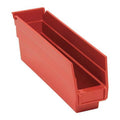 Shelf Storage Bin, Polypropylene, Red, 4 in H, 2 3/4 in W, 11 5/8 in L