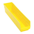 Shelf Storage Bin, Polypropylene, Yellow, 4 in H, 4 1/8 in W, 17 7/8 in L