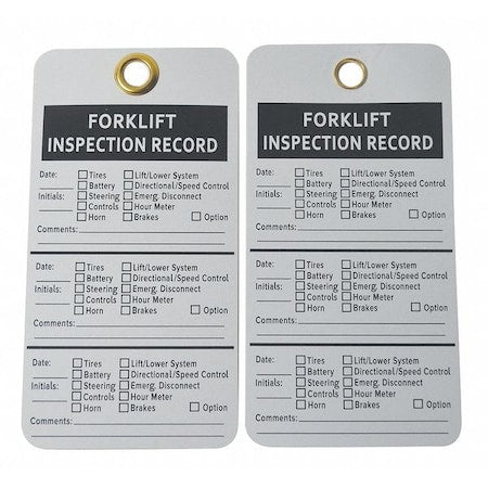 Tag, Forklift, Cardstock, 5 3/4 in H x 3 in W, White, Rectangle, 25 PK