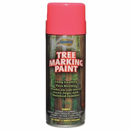 Tree Marking Paint, 12 oz., Fluorescent Pink, Solvent -Based