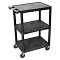 Utility Cart with Lipped Plastic Shelves, 300 lb Load Capacity, 3 Shelves, 24 in L, 18 in W