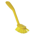 2 25/64 in W Dish Brush, Medium, 8 in L Handle, 3 1/8 in L Brush, Yellow, Plastic