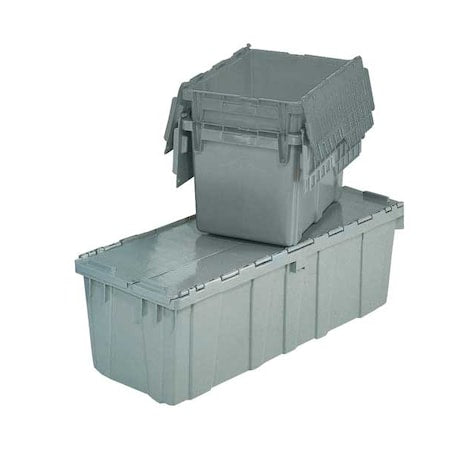 Attached Lid Container, 2.24 gal Volume Cap., 11 3/4 in L, 9 3/4 in W, 7 3/4 in H, Plastic, Gray