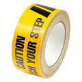 Barricade Tape, Caution Watch Your Step, Black/Yellow, 2 in Wide x 60 ft Length, Vinyl, 4.5 mil