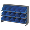Steel Bench Pick Rack, 12 in D x 21 in H x 36 in W, 3 Shelves, Blue