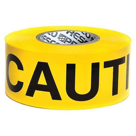 Barricade Tape, Caution, Yellow, 3 in Wide x 1, 000 ft Length, Polyethylene, 4 mil