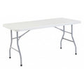 Rectangle Folding Table, 30" W, 60" L, 29-1/2" H, Blow-molded plastic Top, Speckled Gray