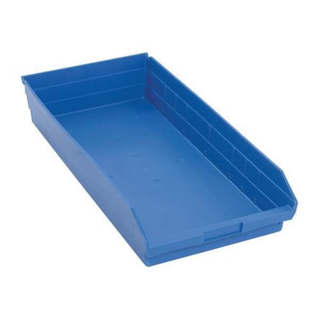 Shelf Storage Bin, Polypropylene, Blue, 4 in H, 11 1/8 in W, 23 5/8 in L