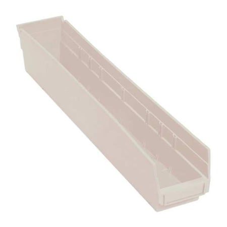 Shelf Storage Bin, Polypropylene, Ivory, 4 in H, 4 1/8 in W, 23 5/8 in L