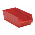 Shelf Storage Bin, Polypropylene, Red, 4 in H, 6 5/8 in W, 11 5/8 in L