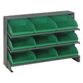 Steel Bench Pick Rack, 12 in D x 21 in H x 36 in W, 3 Shelves, Green