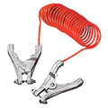 Insulated Coiled Grounding Wire, 10 ft, 3/16 in Dia, 2 Hand Clamps, Orange
