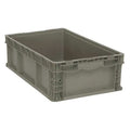Solid & Stackable Straight Wall Storage Container, 8.2 gal, 24 in L x 15 in W x 7-1/2 in H, Gray