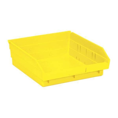 Shelf Storage Bin, Polypropylene, Yellow, 4 in H, 11 1/8 in W, 11 5/8 in L