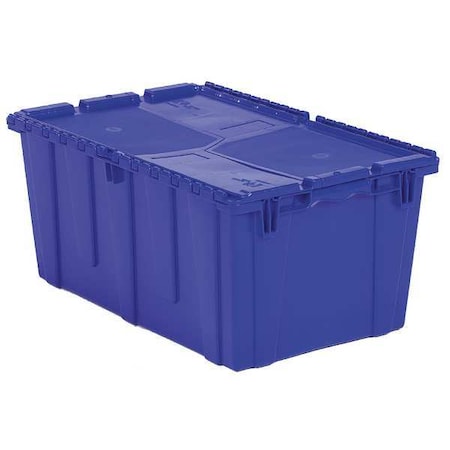 Attached Lid Container, 17.2 gal Volume Cap., 26 7/8 in L, 16 7/8 in W, 12 1/8 in H, Plastic, Blue