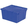 Attached Lid Container, 20.19 gal Volume Cap., 23 7/8 in L, 19 5/8 in W, 12 5/8 in H, Plastic, Blue