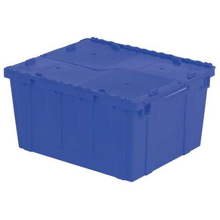 Attached Lid Container, 20.19 gal Volume Cap., 23 7/8 in L, 19 5/8 in W, 12 5/8 in H, Plastic, Blue