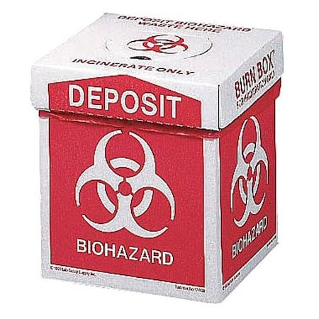 Biohazard Burn Box, 12 In. H, 8 In. W, PK6