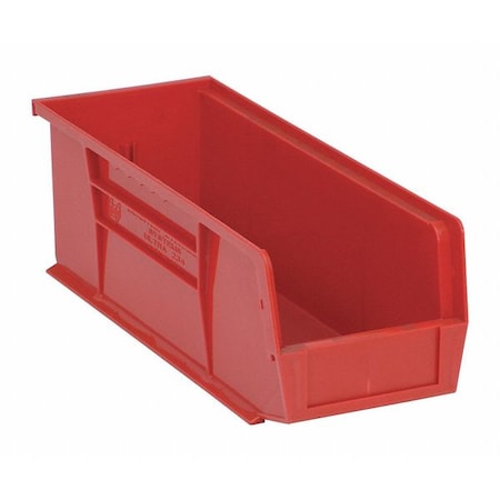Hang & Stack Storage Bin, Polypropylene, Red, 5 in H, 5 1/2 in W, 14 3/4 in L