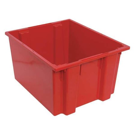Stack & Nest Storage Container, 19.4 gal, 23-1/2 in L x 19-1/2 in W x 13 in H, Red, Polyethylene
