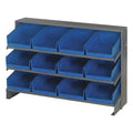 Steel Bench Pick Rack, 12 in D x 21 in H x 36 in W, 3 Shelves, Blue