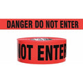 Barricade Tape, Danger Do Not Enter, Red, 3 in Wide x 500 ft Length, Polyethylene, 4 mil