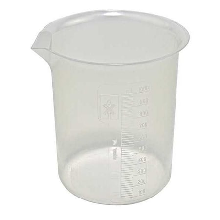 Beaker, Polypropylene, Low Form, 1 L / 33.81 fl oz Capacity, Not Rated Not Applicable, 4 PK