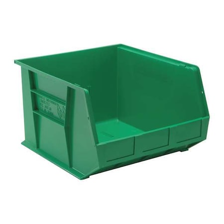 Hang & Stack Storage Bin, Polypropylene, Green, 11 in H, 16 1/2 in W, 18 in L