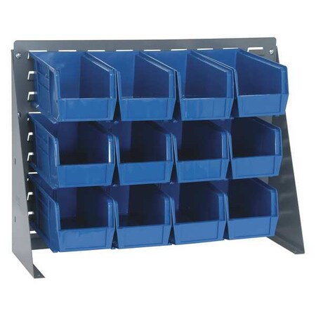Steel Louvered Bench Rack, 1/4 in D x 21 in H x 27 in W, Gray