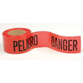 Barricade Tape, Danger Peligro Danger, Red, 3 in Wide x 300 ft Length, Polyethylene, 4 mil