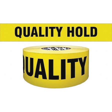 Barricade Tape, Quality Hold, Yellow, 3 in Wide x 1, 000 ft Length, Polyethylene, 4 mil