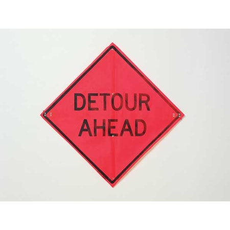 Detour Traffic Sign, 36 in H, 36 in W, Polyester, PVC, Diamond, C/36-EMO-3FH-HD DETOOUR AHEAD