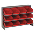 Steel Bench Pick Rack, 12 in D x 21 in H x 36 in W, 3 Shelves, Red
