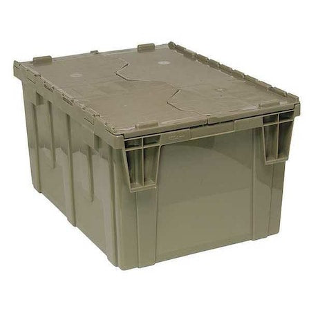 Attached Lid Container, 18.25 gal Volume Cap., 23 7/8 in L, 19 3/8 in W, 12 1/2 in H, Plastic, Gray