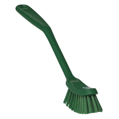 1 in W Scrub Brush, Medium, 8 3/16 in L Handle, 11 in L Brush, Green, Plastic, 11 in L Overall
