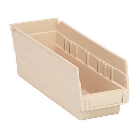 Shelf Storage Bin, Polypropylene, Ivory, 4 in H, 4 1/8 in W, 11 5/8 in L