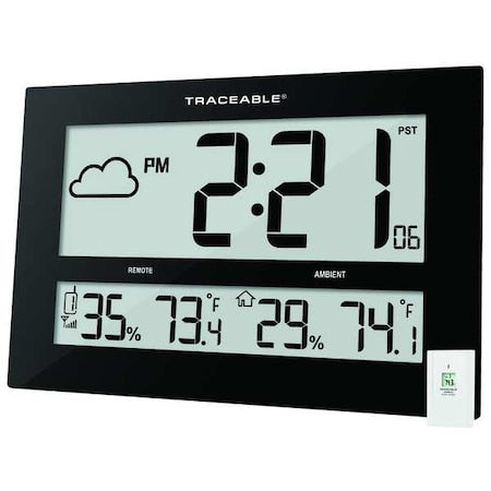 16-1/2" Digital Radio Atomc Clock, Black