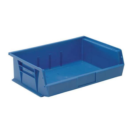 Hang & Stack Storage Bin, Polypropylene, Blue, 5 in H, 16 1/2 in W, 10 7/8 in L