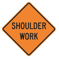 Shoulder Work Traffic Sign, 30 in Height, 30 in Width, Aluminum, Diamond, English