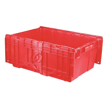 Attached Lid Container, 9.72 gal Volume Cap., 21 7/8 in L, 15 1/4 in W, 9 in H, Red