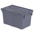 Attached Lid Container, 11.96 gal Volume Cap., 22 1/4 in L, 13 in W, 12 3/4 in H, Gray