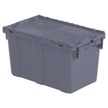 Attached Lid Container, 11.96 gal Volume Cap., 22 1/4 in L, 13 in W, 12 3/4 in H, Gray
