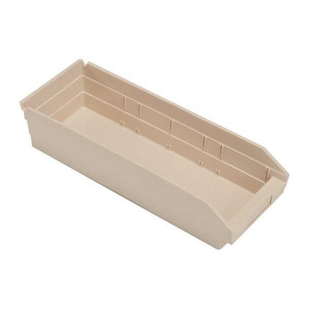 Shelf Storage Bin, Polypropylene, Ivory, 4 in H, 6 5/8 in W, 17 7/8 in L