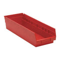 Shelf Storage Bin, Polypropylene, Red, 4 in H, 6 5/8 in W, 17 7/8 in L