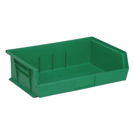 Hang & Stack Storage Bin, Polypropylene, Green, 5 in H, 16 1/2 in W, 10 7/8 in L