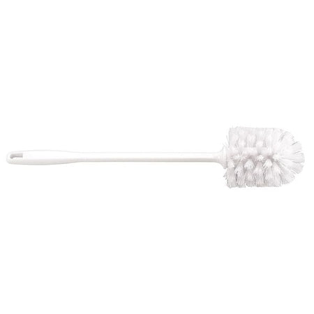 Toilet Brush, 12 in L Handle, 3 in L Brush, White, Plastic, 15 in L Overall, 6 PK